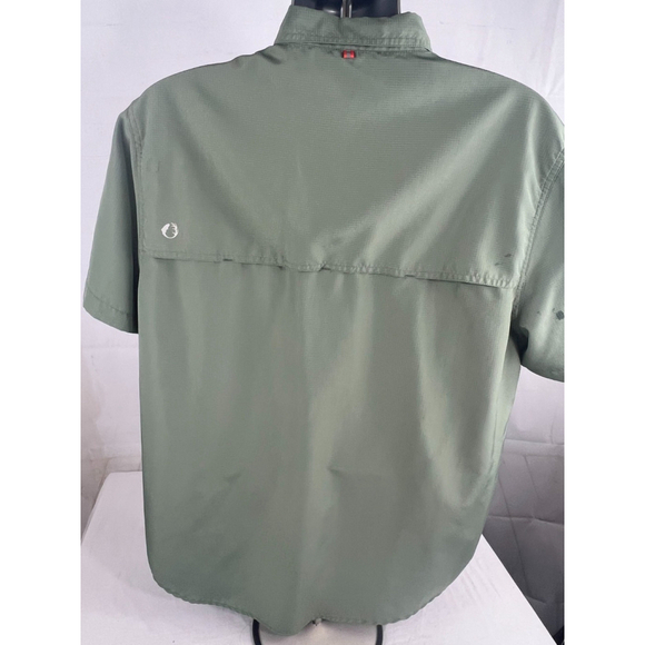 Men’s The American Outdoorsmen Vented Fishing Button Up Shirt Size XL Green EUC - Picture 2 of 6